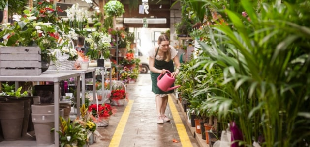 woman working in greenhouse