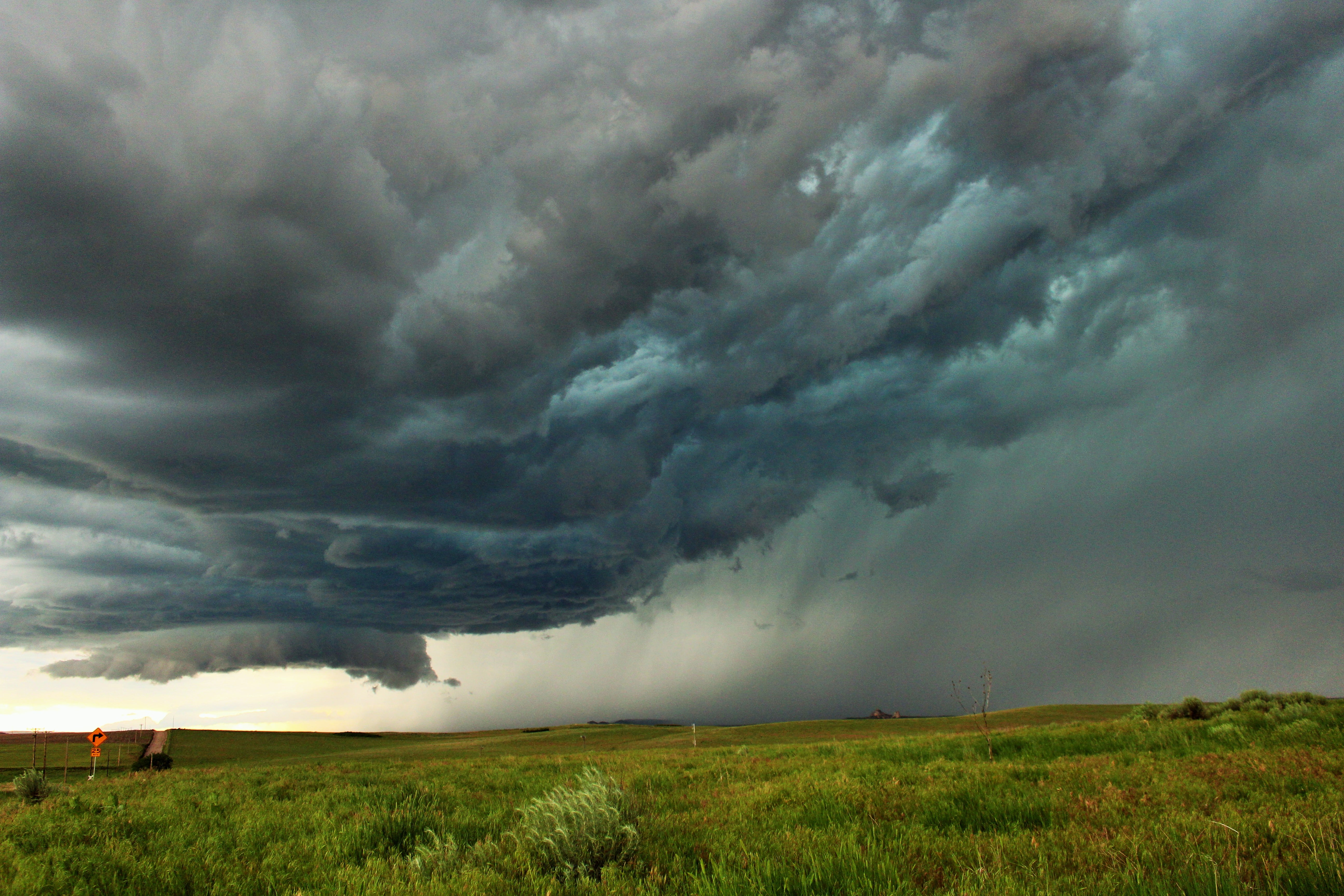 Storm clouds over a field