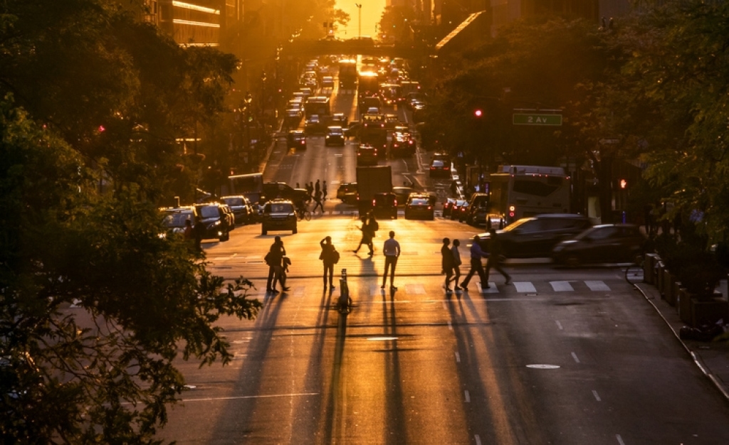 Busy city intersection