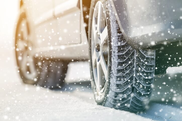 Car driving on winter road