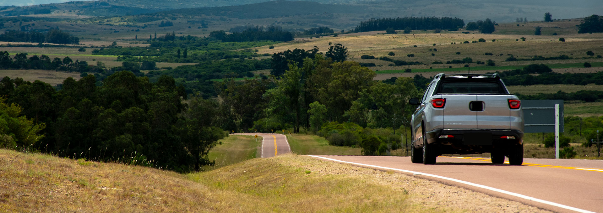 Vehicle on Alberta mountain highway